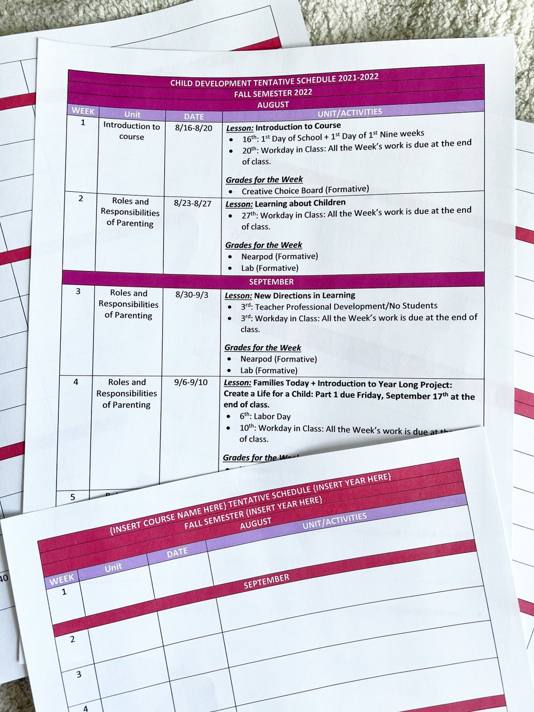 DIGITAL PRINTABLE Yearataglance YAG Calendar for High School, Home