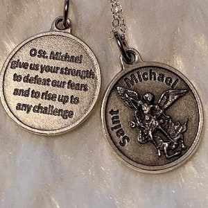 Saint Michael Pendant on Sterling Necklace  -  Saint Michael Necklace