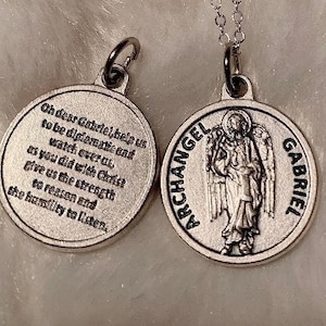 Archangel Gabriel Pendant on 18 inch sterling silver necklace  ( Angel Gabriel )