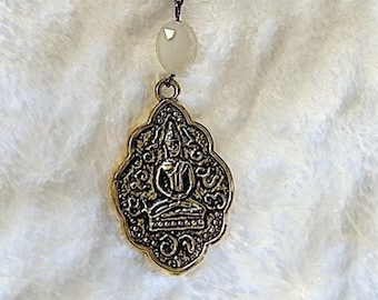 Gold Buddha Pendant, Bronze 30-inch Necklace