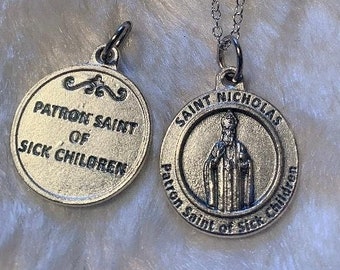 Saint Nicholas Pendant on 18 inch sterling silver necklace