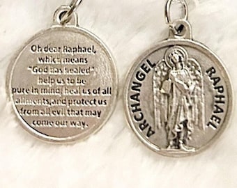 Archangel Raphael Pendant on 18 inch sterling silver necklace