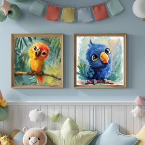 Pacote de 2: Arte de parede digital para impressão de papagaio bebê