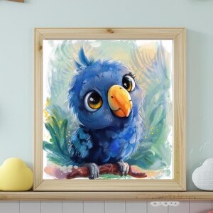 Blue Baby Parrot Printable Digital Wall Art