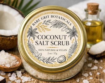 Esfoliante Corporal de Sal de Coco 100% Natural, Cuidados com a Pele Orgânicos e Veganos, Tamanho Viagem de 56g (2oz)
