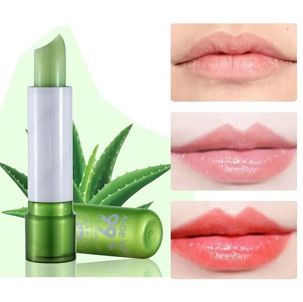 Natural Color Changing Aloe Vera Lip Balm Lip Stick Lip Gloss - Cute and  Kawaii - Long-lasting Moisturizing Smooth Tender - Etsy