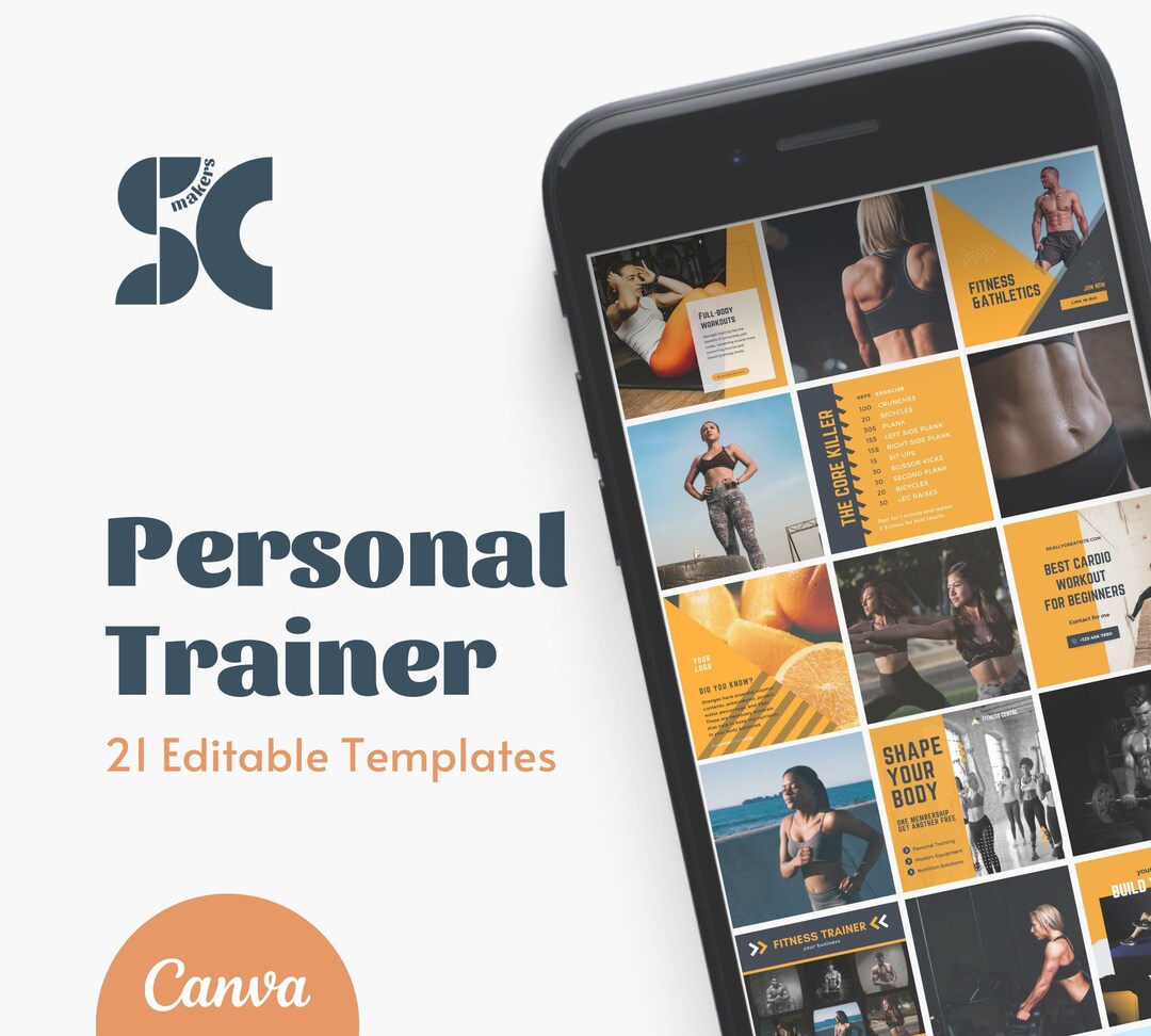 Social Media Canva Templates for Personal Trainers 21 Editable Canva ...