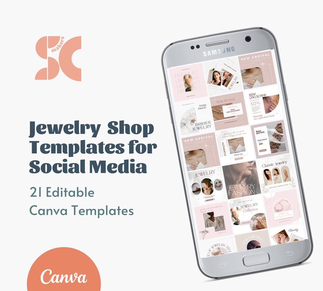 Jewelry Instagram Post Canva Templates Social Media Business Templates ...