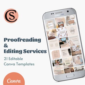 Social Media Templates for Proofreaders | Instagram Canva Templates for Editing | Customizable Canva Templates for Proofreading Service