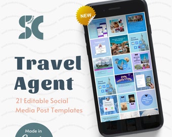 Social Media Canva Templates for Travel Agents | Travel Agent Instagram Post | Canva Social Media Templates | Travel Agent Marketing Content