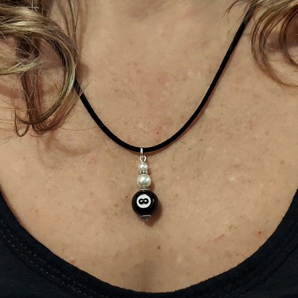 8 ball necklace, pool player jewelry, 8 ball jewelry, billiards jewelry,  billiard necklace, gift for pool player, for her, her birthday