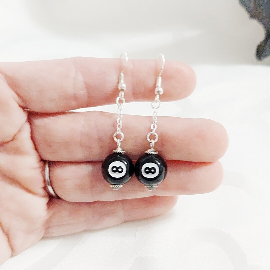 8 Ball Earrings Billiard Jewelry Pool Player Jewelry Gift Etsy