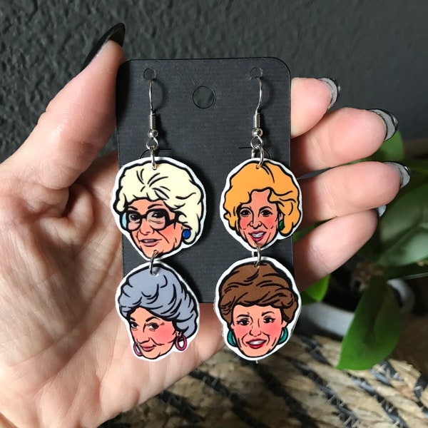 Golden girls earrings | thank you for being a friend | golden girls | the golden girls | Blanche Dorothy rose Sophia | golden