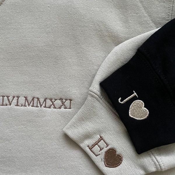 Custom Embroidered Roman Numerals, couple sweatshirt, Anniversary gift, Matching sweatshirts for couples . gift idea, personalized gift