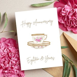 Eighteen Year Wedding Anniversary Card | Happy Anniversary Card | 18 Years | 18th Wedding Anniversary