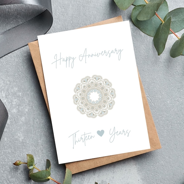 13th Lace Anniversary Card 13th Wedding Anniversary Card For - View #2