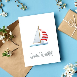 Boat Good Luck Card | Sailing Good Luck Card | Adventure Good Luck Card