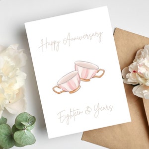 18th Wedding Anniversary Card | Happy Anniversary Card | Wedding Anniversary Card | Eighteen Years
