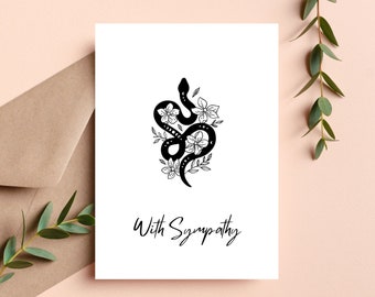 carte de sympathie de serpent | de sympathie pour les reptiles | carte de condoléances | Perte d'un animal de compagnie | Python