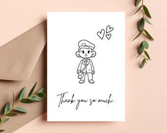 Postman Thank You Card | Thank You Card for Post Lady | Woman | Delivery Thank You Card | Postie Thank You Card