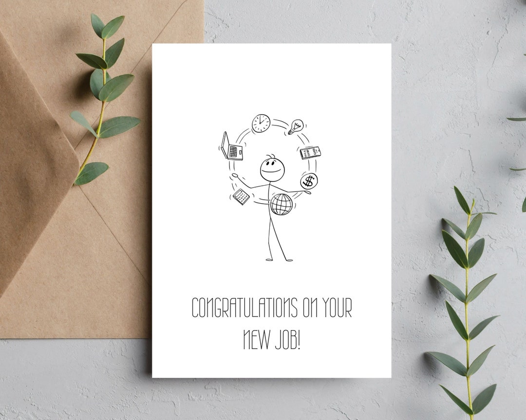 New Job Card | Congratulations on Your New Job | Good Luck on New Job ...