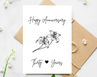 Thirty Year Wedding Anniversary Card | Happy Anniversary Card | Pearl | 30 Years