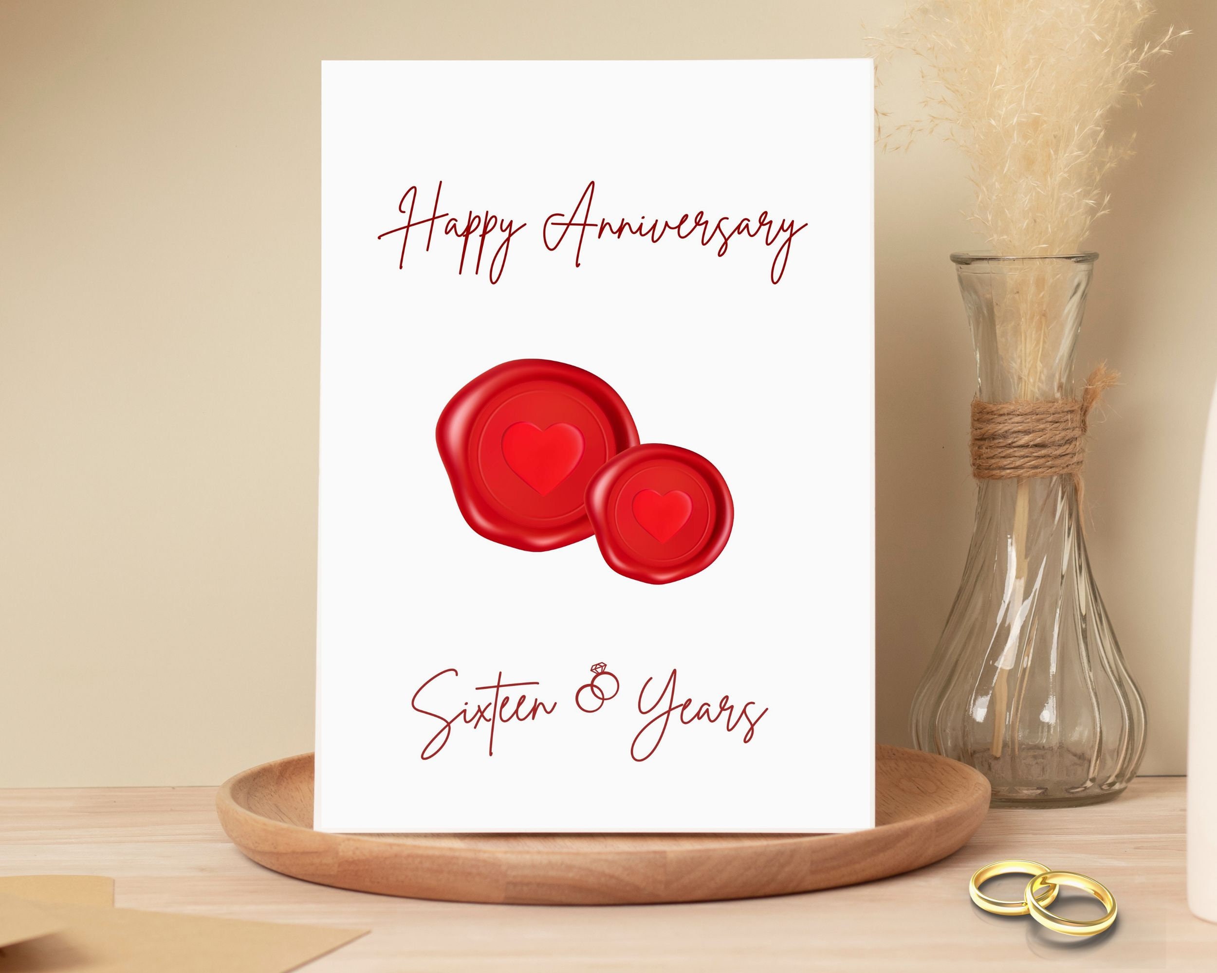 Sixteen Year Wedding Anniversary Card | Happy Anniversary Card
