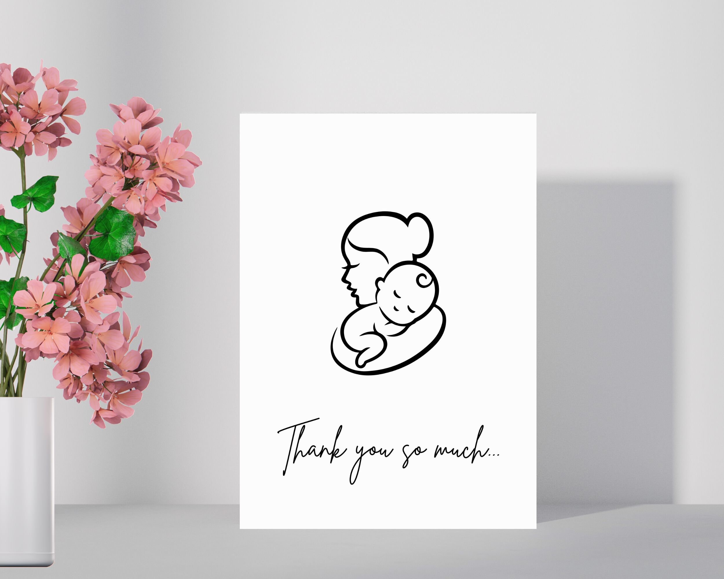 Biglietto Di Ringraziamento Per Ostetriche A5: "Thank You For Being Amazing MIDWIVES", Bianco E Nero, Con Busta Kraft - 2