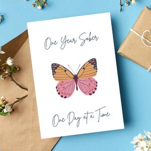 1 Year Sober Card | Sobriety Birthday Card | Sober Birthday Card | AA Birthday | One Year Sober | One Day at a Time