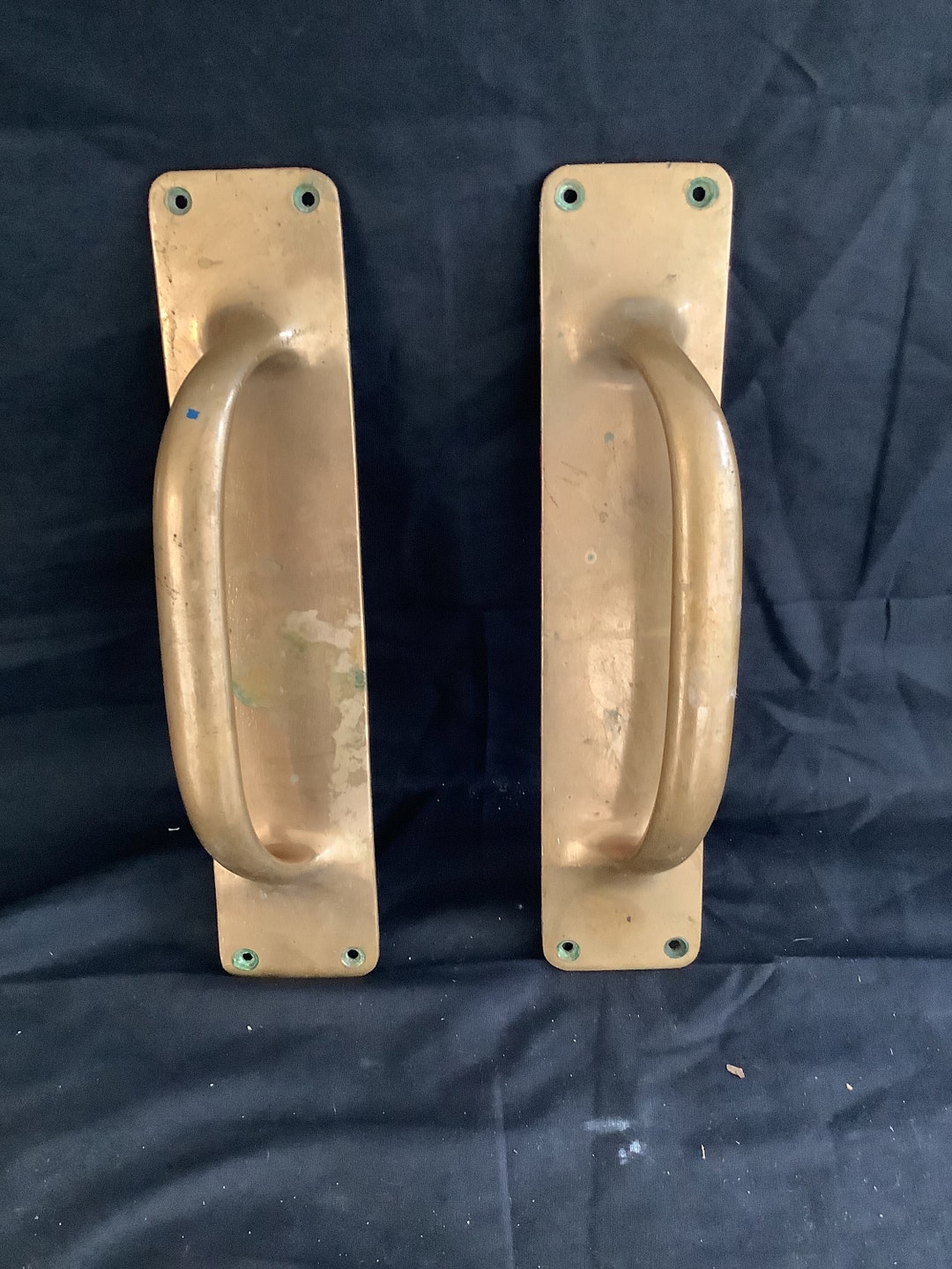 Pair of Vintage Brass Door Pull Handle Finger Plates Etsy