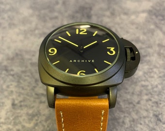Italian Naval Homage Watch | Military | 45mm | Militare tan Leather Marina
