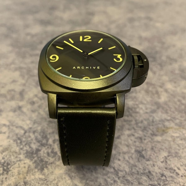 Włoski zegarek morski | | wojskowy | 45mm Militare Black Leather Marina