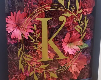 Personalized Paper Flower Shadow Box With Monogram and Name / Home ...