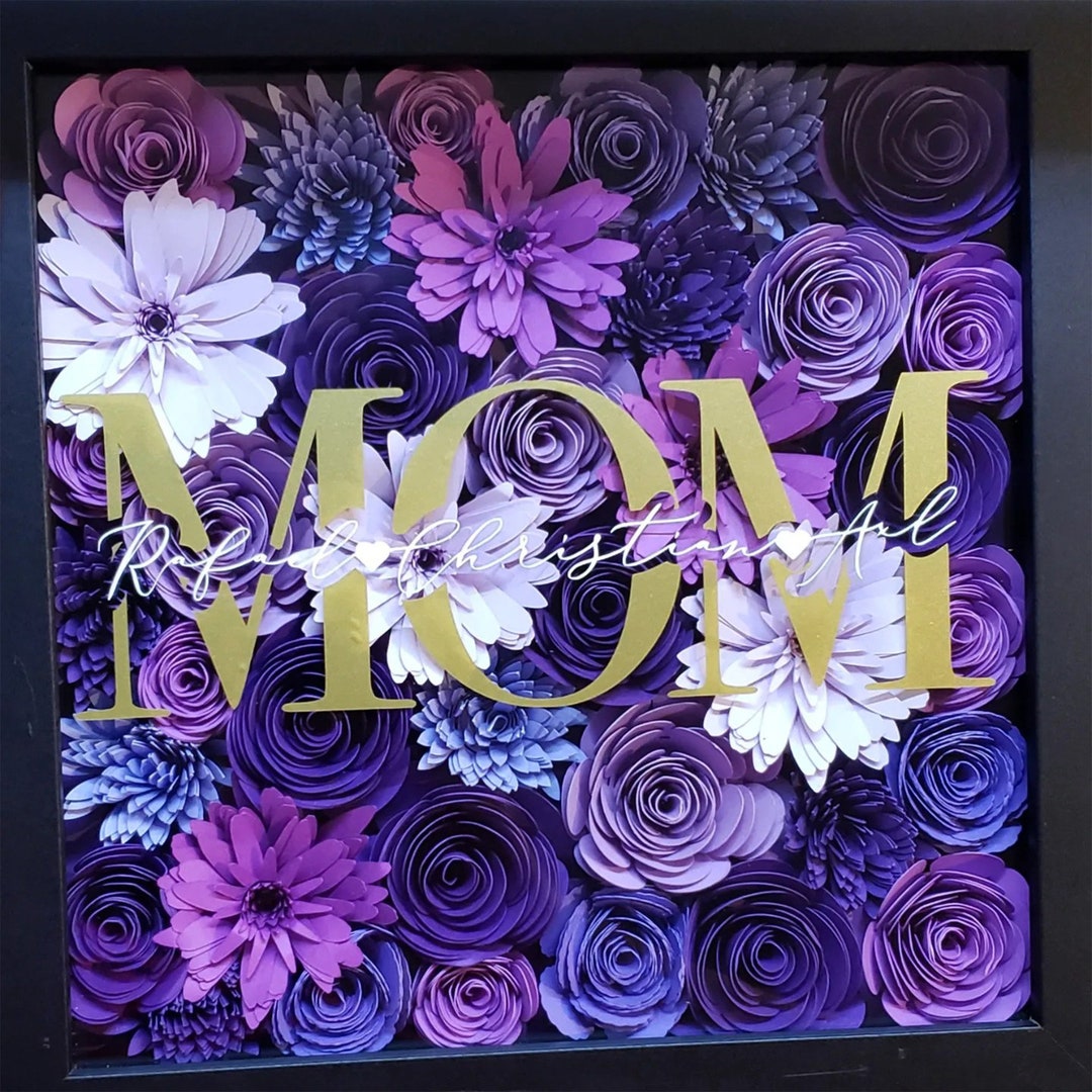 Floral Name Shadow Box Custom Floral Shadow Box Personalized Family