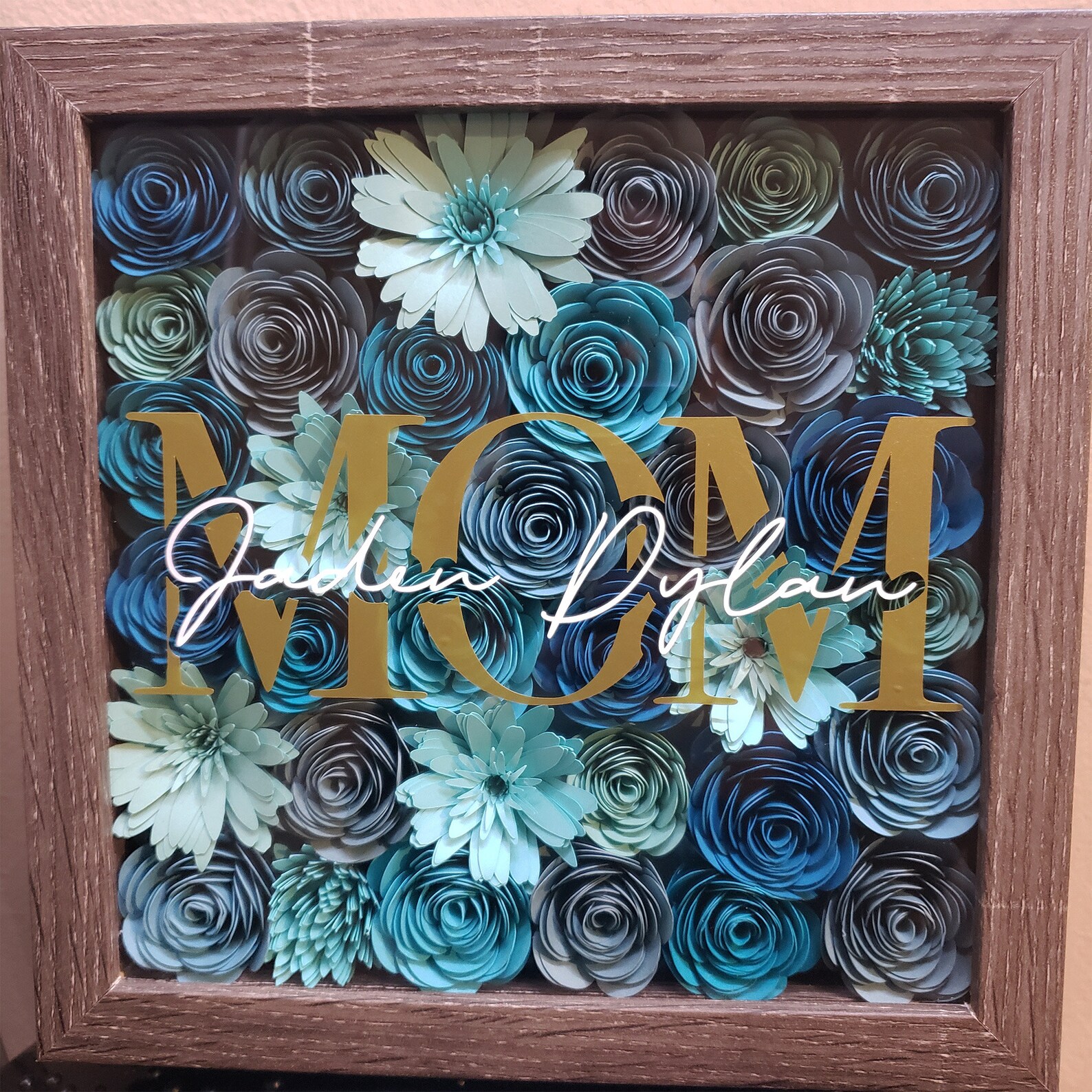 Floral Name Shadow Box Custom Floral Shadow Box Personalized Family