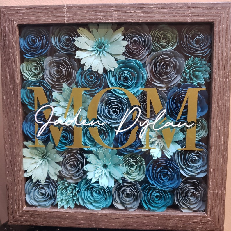 Floral Name Shadow Box Custom Floral Shadow Box Personalized Family