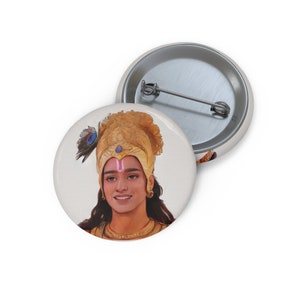 Lord Krishna Round Pins buttons, Hindu Gods , Jai Shri Krishna , Vishnu , Indian Theme Gifts , Hare Krishna Gifts and Accessories