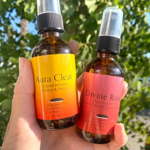 AURA GIFT SET: Premium Aura Sprays, Organic Reiki-Charged Aura Spray, Energy Clearing Spray, Heart Opener, Aura Clear+Divine Rose Set