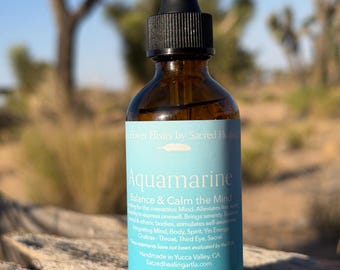 Aquamarine Gem Essence Elixir, Aquamarine Essence, Reiki-infused Crystal essence, organic tincture, spiritual self-care gift
