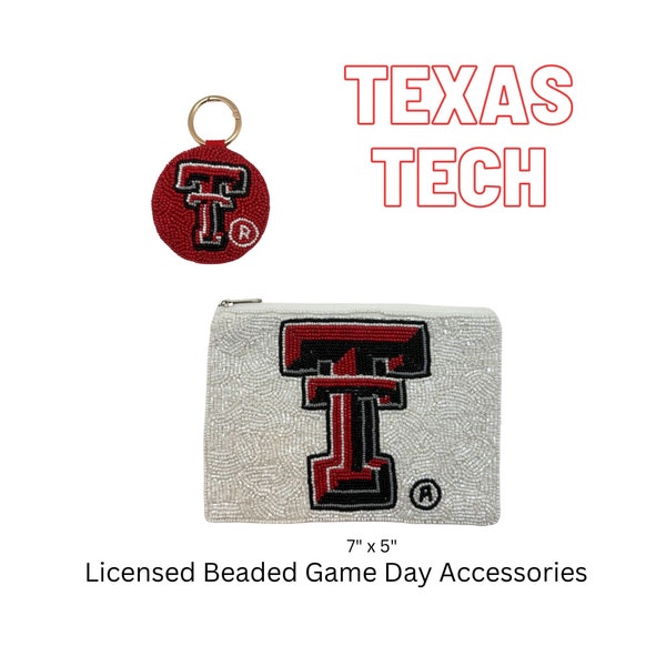 TEXAS TECH Hand Beaded Game Day Essentials | Gift | Football | Coin Purse | Licensed | Graduation | College | Stadium | Clear Bag | Wreck'Em