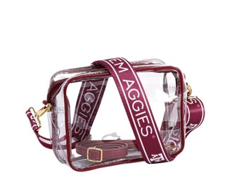 TEXAS A&M - Licensed - Go Aggies | Game Day | Clear Purse | Adjustable Strap | Back to School | Stadium Approved | Gifts | Crossbody |Spirit