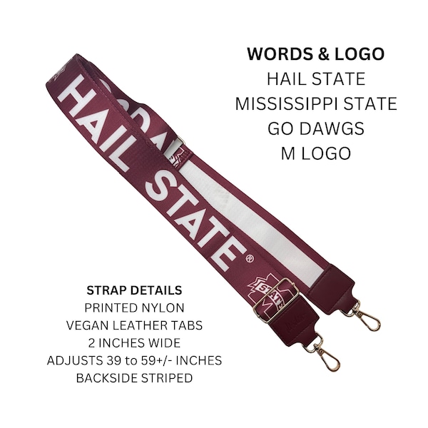 MISSISSIPPI STATE 2" - Licensed - Go Dawgs | Game Day | Clear Purse | Stadium Strap | College Strap | Crossbody | Back to School | Gifts