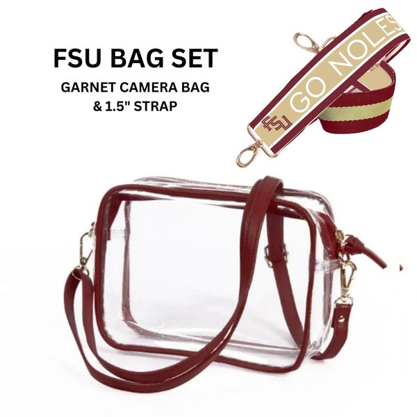 FSU Bag Sets - Licensed - Go Noles | Game Day | Clear Purse | Adjustable Strap | Back to School | Stadium Approved | Crossbody | Stadium