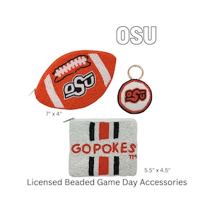 OSU Hand Beaded Game Day Essentials | Gift | Go Pokes | Football | Coin Purse | Licensed | Oklahoma | Orange and Blk | Graduation | College