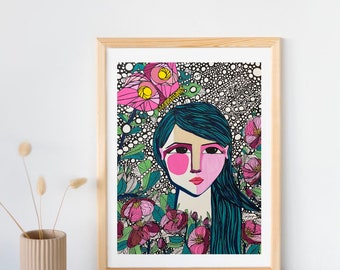 Daisy: Self-portrait from DIVERSITY series, Original Art, Fine Art Print, Abstract, Colorful, Wall Art, Home Decor, Asian by Daisy Nguyen