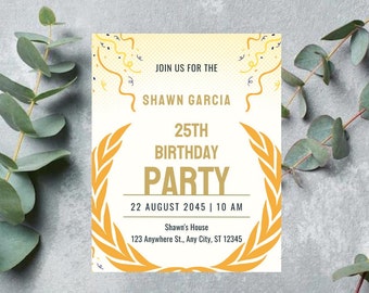 Editable Birthday party invitation template,evite birthday party,printable birthday party,editable invitation,invitation 50th birthday party