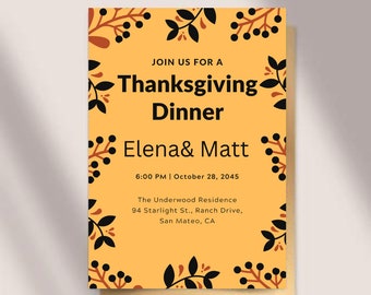 Editable thanksgiving invitation, thanks giving dinner invitation, thanks day, thanksgiving feast invitation, invitation thanksgiving dinner