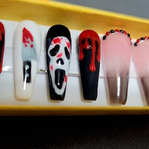 Scream Themed Halloween Press on Nails