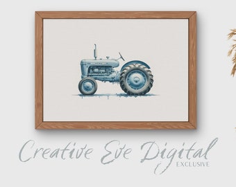 Watercolor Old Tractor Wall Art Nursery Room Vintage Tractor Art Wall Printable Poster For Kids Room Farm House Print Digital Download
