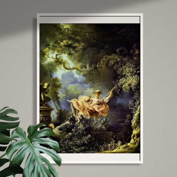 Jean-Honoré Fragonard The Swing, Vintage Paint, Printable Oil Paint | Reproduction of Classic The Swing, Vintage Digital Printable Artwork